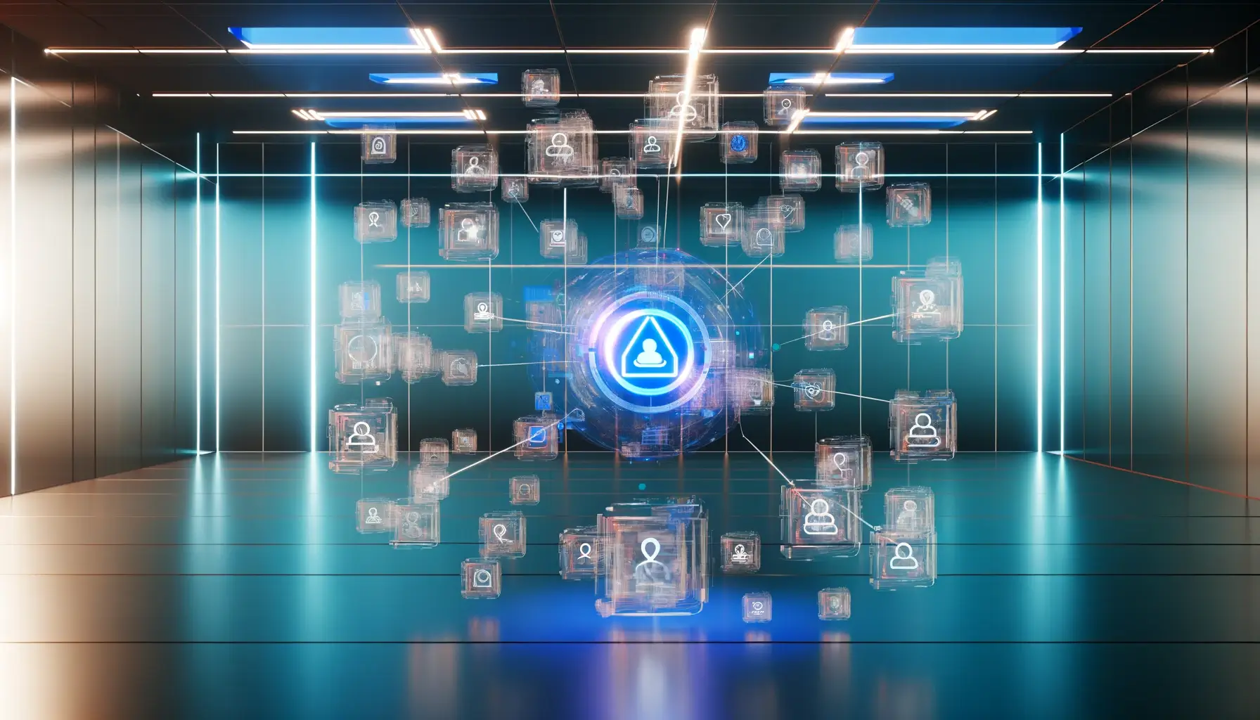 An illustrative digital landscape showcasing Meta's initiative to label AI-generated content on social media platforms, emphasizing transparency, innovation, and the integration of technology for enhanced digital trust and responsibility