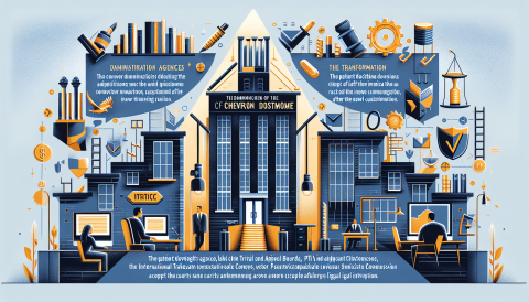 Chevron法理の終焉：行政機関の権限の縮小される中、PTAB・ITCにおける特許業務はどう変わる？ - Image depicting the impact of the Loper Bright ruling overturning Chevron doctrine on administrative agencies' authority, specifically affecting PTAB and ITC in the realm of patent law.