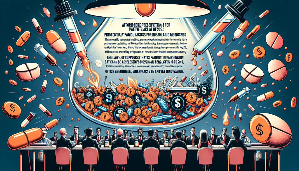 Image representing the impact of the Affordable Prescriptions for Patients Act of 2023 on patent litigation related to biosimilar drugs, analyzing potential effects on pharmaceutical industry and future outlook.