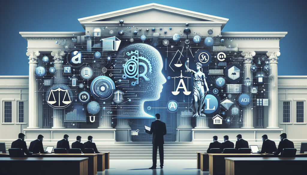 AI創作物の著作権に関する法的判断を示す米国裁判所のコンセプト図