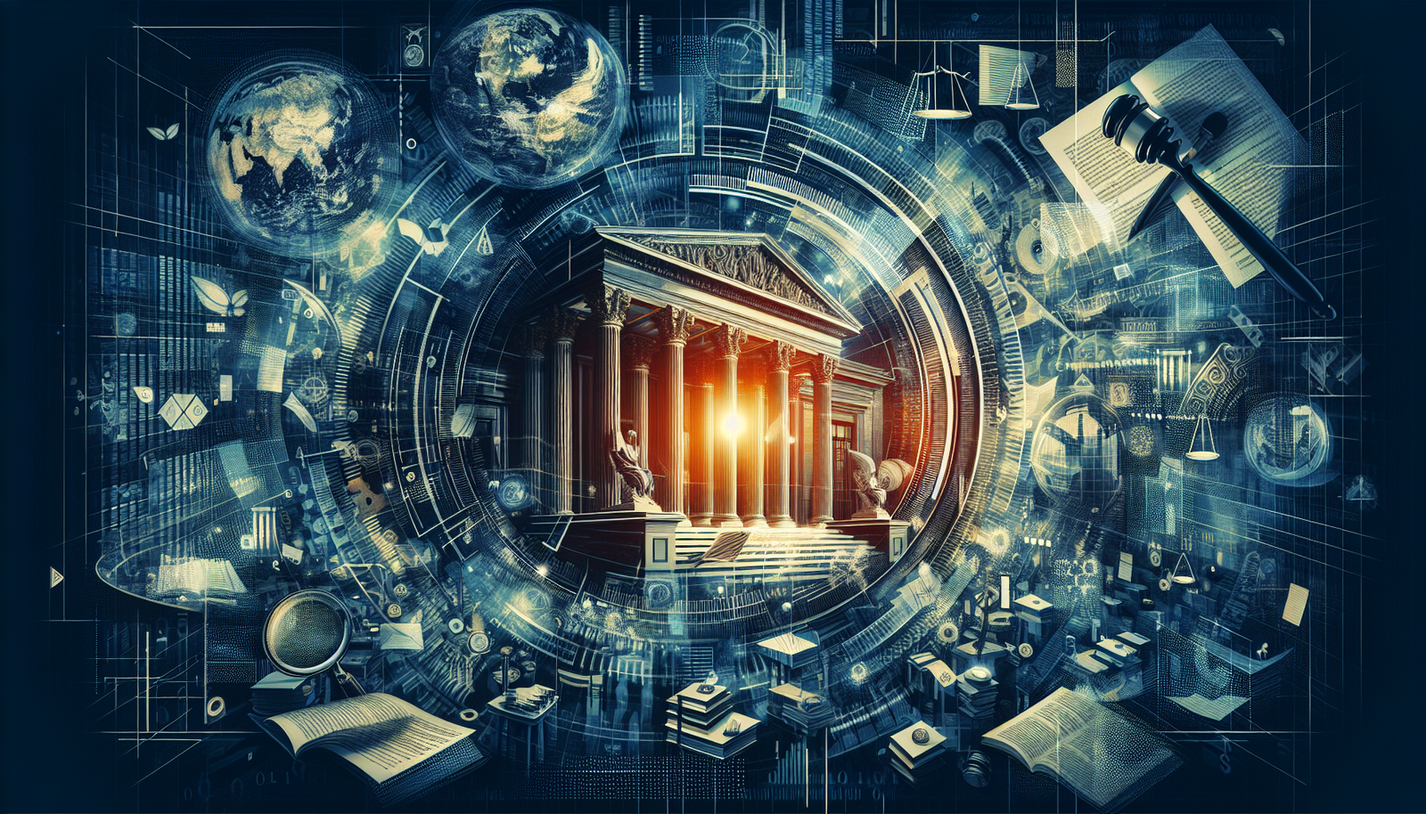 Two businessmen in suits standing in front of a Chinese national flag, symbolizing a legal dispute over economic espionage and sovereign immunity