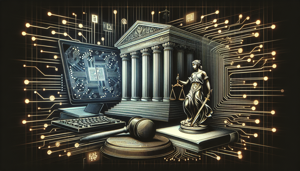 AI training and copyright infringement analysis with legal documents and technology concept illustration