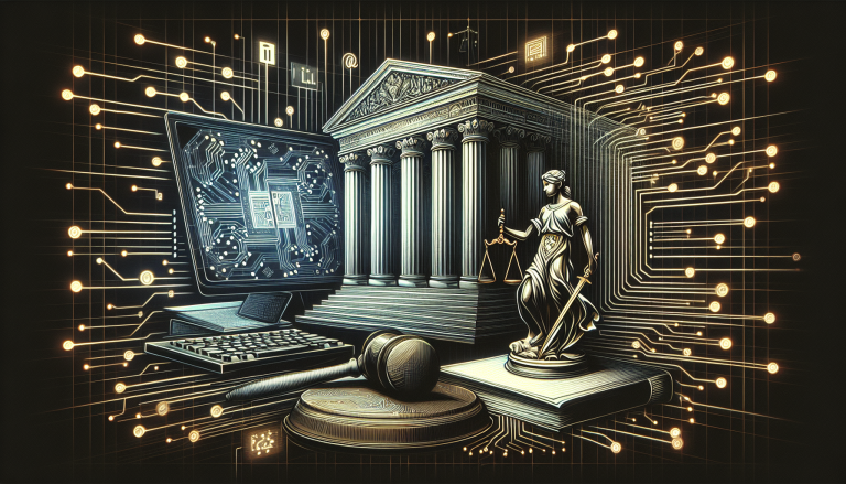 AI training and copyright infringement analysis with legal documents and technology concept illustration